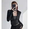 Transpirable Ajustado Secado Rápido Manga Larga para Mujer Delgado con Forro Polar Adelgazante para Correr Fitness Top Exterior Sensación de Alta Gama Ropa Deportiva para Yoga