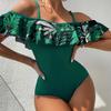 Traje de Banho Peça Única Ruffle Estilo 2026 com Alças Finas, Moda Europeia e Americana Sexy Peça Única Slim-Fit Venda por Atacado