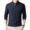 Camiseta de manga larga para hombre, estilo coreano, informal, con solapa tipo polo, con estampado de gofres