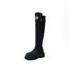 Botas femininas clássicas de cano alto Songgao de sola grossa com salto alto, perna fina que alonga, vermelhas, toque macio no pé, estilo acima do joelho, botas de montaria femininas
