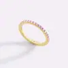 Anillo de Diamantes Personalizado de Colores Transfronterizo Europeo y Americano Lleno de Diamantes Anillo Apilable Anillo de Zirconia Piedra de Nacimiento Anillo de Nicho para Mujeres