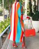Vestido camisero europeo y americano directo de fábrica, cuello largo con flores, lunares ondulados, manga murciélago, péndulo grande multicolor, Amazon