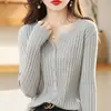 Cárdigan de Punto de Manga Larga Chaqueta Corta para Mujer Suéter Estilo Coreano Color Sólido Simple Moderno Ropa Exterior que Reduce la Edad Top Primavera y Otoño Nuevo