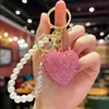 Chaveiro de Corrente de Pérolas de Alta Qualidade Feito à Mão com Coração de Strass de Argila Venda Quente Transfronteiriça Pingente Exquisito para Bolsa Feminina Atacado