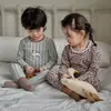 Conjunto de Roupa de Casa Sem Costura de Algodão Puro com Lycra Outono/Inverno 2026 para Crianças Meninos Meninas Bebê Blusa de Outono Calças de Outono Conjunto de Pijama