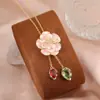 Versão Alta Shijia Idyllia Colar de Flores Coloridas para Mulheres Moda Europeia e Americana Pingente de Flor Multicor Corrente Clavicular Transfronteiriço