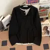 Camisa Henry falsa de dos piezas, camiseta fina de manga larga, marca moderna estilo coreano, camiseta básica para primavera y otoño, top de moda casual holgado