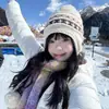 Gorro de Lana Tejido Jacquard con Pompón para Mujer, Forro Polar de Invierno, Engrosado, Cálido, A Prueba de Frío, Protección para los Oídos, Gorro Lei Feng, Personalizable