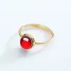 Anillo de granate moxanbi natural simple, redondo, chapado en oro, plata 925, estilo japonés Mori Girl, pulsera geométrica.