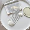 25 Meias Femininas Novas para Primavera e Verão, Leves, Respiráveis, Riscas Finas, Multicor, Meia-Calça Média Pequena, Meias Femininas Frescas e Simples Baixas