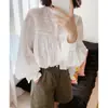 Nueva Camisa de Algodón Suave de Principios de Primavera, Holgada, Elegante, Ligera, Cómoda, Estilo Francés Retro Elegante, Manga de Farol de Alta Calidad