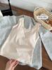 Chaleco Térmico Cepillado con Encaje Splicing y Cuello en V para Otoño e Invierno para Mujer Todo en Uno con Almohadilla en el Pecho para Ropa Interior y Exterior Top sin Mangas Moderno