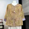 Ropa de verano para mujeres mayores de 50 años, camisa de manga tres cuartos, nuevo estilo 2026, ropa para mujeres de mediana edad y mayores, blusa de estilo chino para primavera-verano