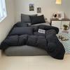 Conjunto de cuatro piezas de algodón para dormir desnudo con rayas japonesas, conjunto de tres piezas de algodón para dormitorio de estudiantes, funda de edredón de algodón lavado, conjunto de tres piezas