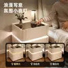 Mesita de Noche Caja Fuerte Inteligente Lujo Ligero Gabinete de Almacenamiento de Gama Alta Dormitorio Estilo Crema Armario Estante de Almacenamiento Gabinete de Mesita de Noche