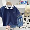 Polo de Solapa para Niño 2025 Verano Nuevo Estilo Bebé Guapo Versátil Casual Solapa Camiseta de Manga Corta Top Trendy