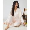 Pijama francés para mujer de 25 años, primavera, seda de hielo, encaje, ramo rosa, ropa de casa de alta gama, verano, una generación de cabello