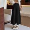 Falda de Punto Blanca de Longitud Media de Cintura Alta para Mujer Otoño e Invierno Gorditas mm Aspecto Adelgazante Falda de Línea A para Cadera