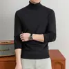 Estilo Old Money Punto de Cuello Alto de Manga Larga Capa Base para Hombre con Lana Cuello Redondo Solapa Simple Jersey Ropa para Hombre