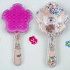 Nuevo peine de flores portátil de espuma transparente para niños, peine de pelo liso con patrón DIY, peine de masaje para la cabeza