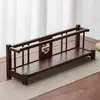 Estante de Almacenamiento para Juego de Té Nogal Americano Doble Capa Estante Bogu Madera Maciza China Tetera Taza de Té de Arena Morada Estante Escurridor