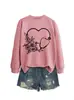 Amazon eBay sitio independiente moda casual elegante mujer corazón flor estetoscopio varios sudaderas de otoño e invierno