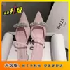 Chinelos de Dedo com Bico Fino, Strass, Salto Baixo Grosso para Mulheres, Novidade Verão 2025, Estilo Coreano, Sandálias e Meias-Sapatos de Uso Externo Elegantes