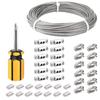Cabo de aço revestido de plástico 2mm kit de cabo de aço inoxidável corda de cortina para cerca de jardim ao ar livre fixação por parafuso trava de cabo