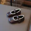 Zapatos de Cuero para Niñas Estilo Coreano con Adorno de Encaje Zapatos de Princesa Bajos Zapatos para Primeros Pasos de Bebé Otoño 2025 Nuevos Mocasines para Niños Pequeños