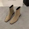 Botines de Gamuza con Tacón Grueso Estilo Francés para Mujer, Nuevos Populares Otoño/Invierno 2026 Botas tipo Martin, Botines Cortos Ajustados Forrados de Felpa