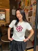 Camiseta Informal de Manga Corta con Estampado Floral Dulce y Picante Estilo Coreano para Mujer, Modelo Nuevo Versátil de Verano Ajustado, Top de Hombro Regular