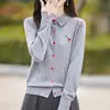 Camisa polo de mezcla de lana transfronteriza 2026 otoño e invierno nueva para mujer, cárdigan fino de punto fino corto