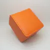 Caja de reloj de cuero PU al por mayor de fábrica, lote pequeño, logotipo y texto en bronceado, embalaje de almacenamiento de relojes, caja de regalo
