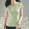Malla Transpirable Secado Rápido Tops Deportivos Manga Corta Mujer Ajustados Gimnasio Correr Entrenamiento Yoga Camiseta Verano Estilo Delgado