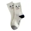 Calcetines de Dibujos Animados para Mujer, Nuevo Estilo Otoño, Calcetines de Media Caña con Cachorro Afelpado, Calcetines Coreanos sin Costuras con Bloques de Color, Estilo Universitario Azul Marino