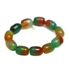 Pulseira Colorida de Ágata Pavão Brasileira com Contas Redondas, Contas de Bambu e Contas Cilíndricas, Pulseira de Jadeíta para Homens e Mulheres, Item Popular de Live Stream