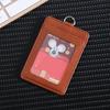 Juego de tarjetas al por mayor de fábrica multifunción feria comercial hebilla telescópica cuero PU tarjeta de trabajo cordón para personal juego de identificación