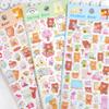 Pegatinas de cristal bronceador con diseño de oso de peluche de Shinkle, animales de dibujos animados, recompensas para niños, pegatinas hechas a mano, pegatinas decorativas para álbumes de bricolaje