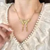 Colgante de borla de mariposa con flor hueca de oro arena de Vietnam con fuerte retención de color, accesorios de bricolaje, collar, cadena de clavícula para mujer