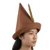 Sombrero de Mago de Halloween Sombrero Mágico Puntiagudo Sombrero Decorativo de Plumas Retro para Fiesta de Disfraces Sombrero de Bruja Sombrero Indio
