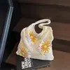 Nova coleção de outono: bolsa de crochê vazada estilo minimalista e fresco para mulheres, grande capacidade, design artístico e descontraído, perfeita para férias na praia e como bolsa de ombro