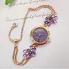 Nuevo brazalete de reloj con flores y diamantes de moda nicho transfronterizo, brazalete extensible elegante y versátil, joyería de lujo ligero para mujer