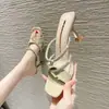 Sandalias de Pedrería para Mujer con Tacón Alto 2025 Nueva Moda Primavera y Verano Estilo Hada Tacón Fino Sandalias de Exterior para Mujer Punta Semi Abierta