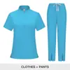 Uniforme Cirúrgico de Manga Curta Elástico de Secagem Rápida para Doutor Odontologista Oral Manga Curta Elástico em Quatro Direções Dividido Feminino Roupa de Trabalho