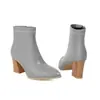 Botas versáteis de comércio exterior para outono e inverno, botas de couro de bico fino e corte baixo com zíper lateral, botas femininas transfronteiriças, botas Martin de salto alto de tamanho grande para mulheres