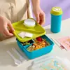 Set de fiambrera y vaso de plástico para estudiante de dibujos animados, lindo, con compartimentos, gran capacidad, apto para microondas