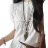 Collar Retro Antiguo de Metal con Lazo Estilo Étnico Bohemio Simple Versátil Largo con Colgante de Anillo 2025
