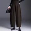 Pantalones de Pierna Curva de Mezcla de Lana a la Moda para Mujer Otoño/Invierno 2026 Nuevos Pantalones Culotte de Zanahoria Ajustados de Cintura Alta Pantalones Casuales Elegantes Versátiles