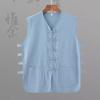 Verão Novo Estilo Chinês Colete de Linho Colete de Algodão e Linho Regata Masculina Retrô Abotoado Colete Sem Mangas Estilo Chinês