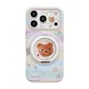Funda con Soporte Giratorio de Oso para iPhone 17 Pro Max, Apple 18 2 en 1, Empalme de Película 15, Cobertura Total 16